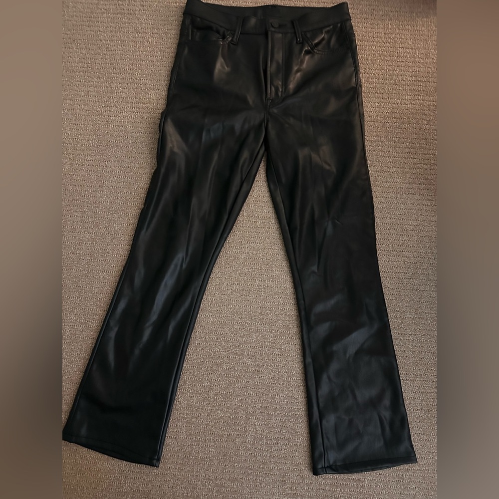 Mother
Rider High-Rise Cropped Faux-Leather Ankle Jeans
